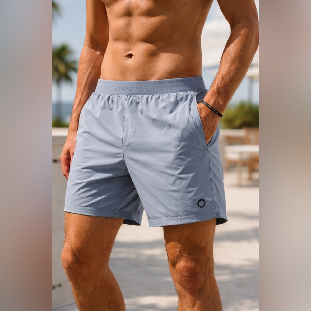 SQUIDHAUS Men's Performance Shorts Gray Size Medium Spandex